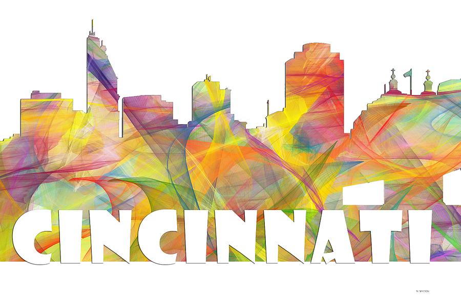Architecture Digital Art - Cincinnati Ohio Skyline  #3 by Marlene Watson