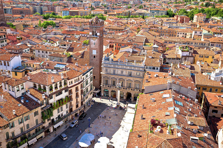 City of Verona aerial view from Lamberti tower #3 Photograph by Brch Photography