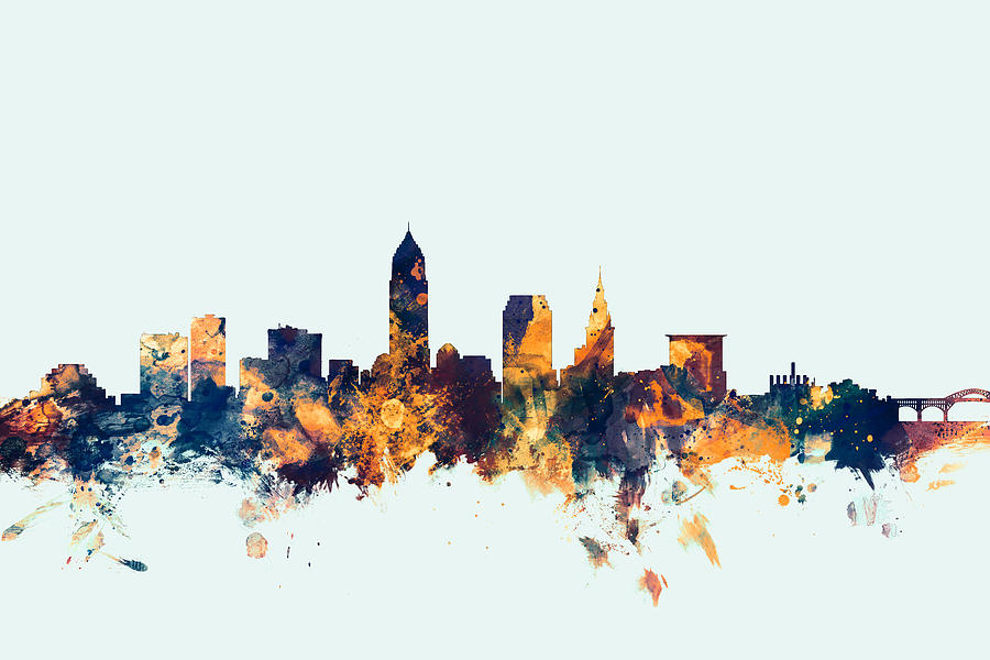 Cleveland Digital Art - Cleveland Ohio Skyline #3 by Michael Tompsett