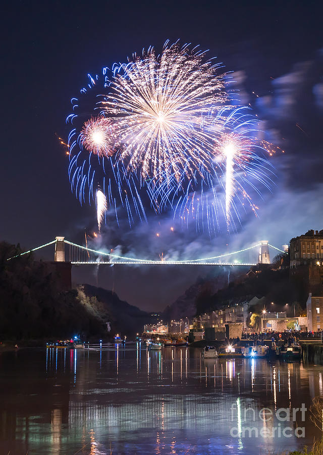 Clifton Suspension Bridge fireworks Photograph by Colin Rayner