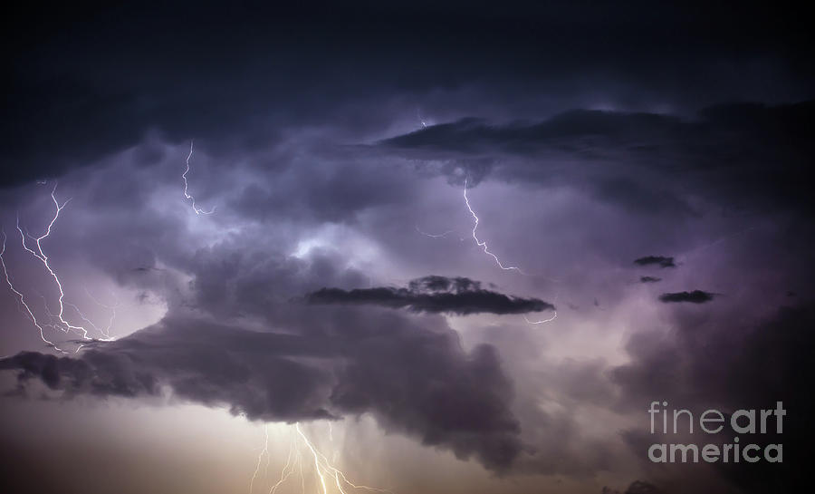 Cloudscape with thunder bolt #3 Photograph by Ragnar Lothbrok