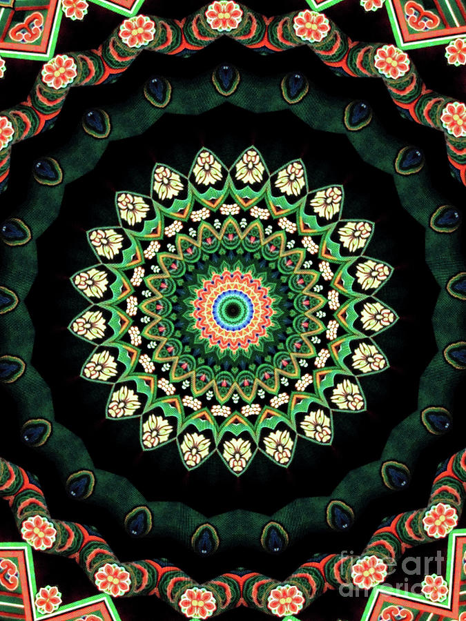Colorful Kaleidoscope incorporating aspects of Asian Architectur #3 Digital Art by Amy Cicconi