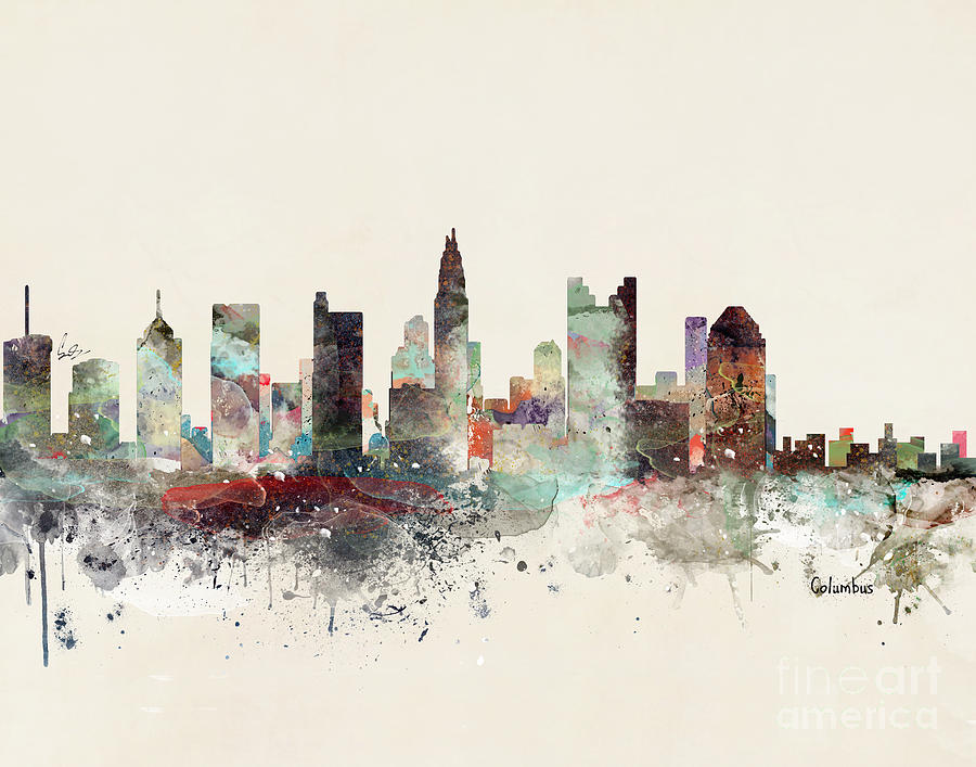 Columbus Ohio Painting - Columbus Ohio Skyline by Bri Buckley