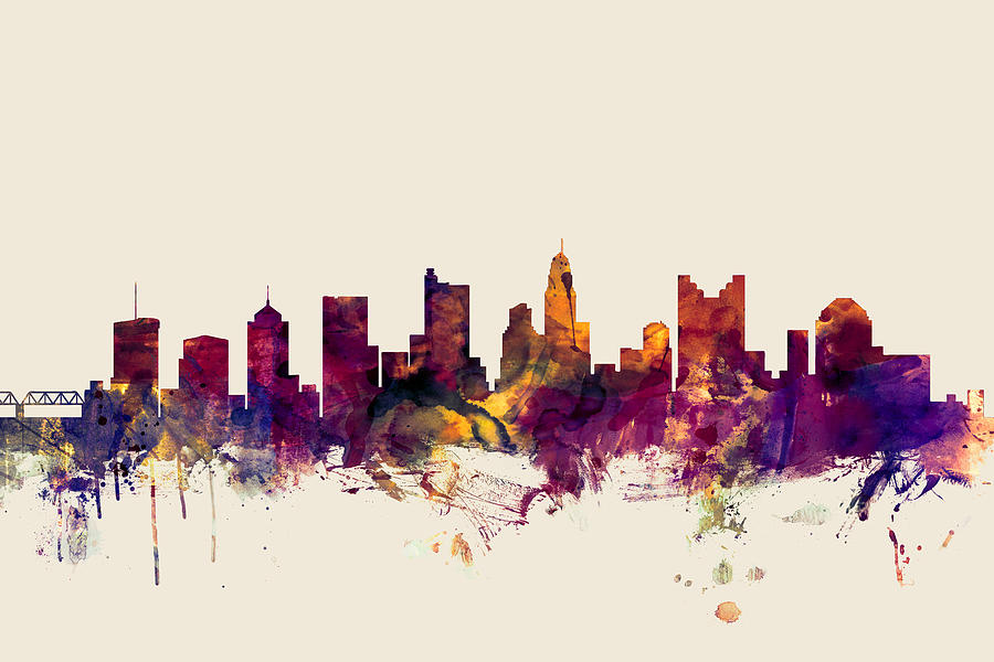 Columbus Digital Art - Columbus Ohio Skyline #3 by Michael Tompsett