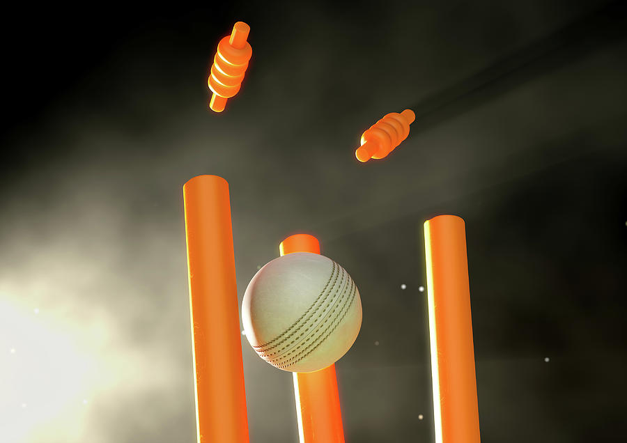 Cricket Digital Art - Cricket Ball Hitting Wickets #3 by Allan Swart