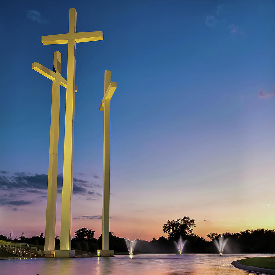 3 Crosses At Dusk - Square Format - Rogers Arkansas Photograph