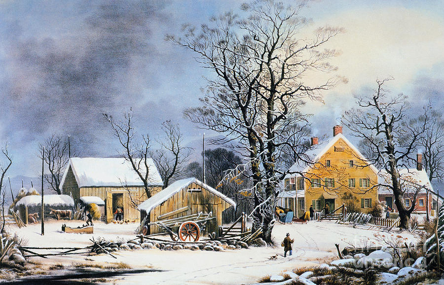 Currier & Ives Winter Scene #3 Painting by Granger