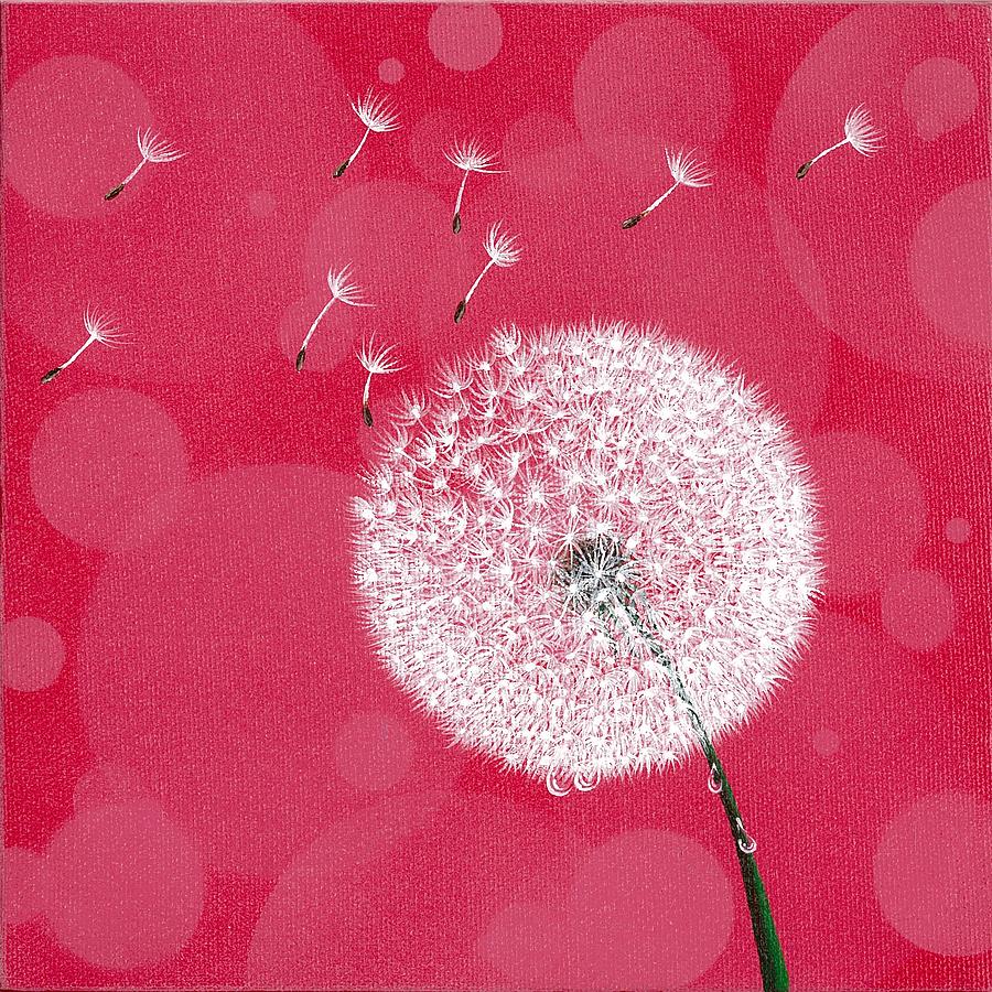Nature Painting - Dandelion Flying #2 by Suntaree Nujai