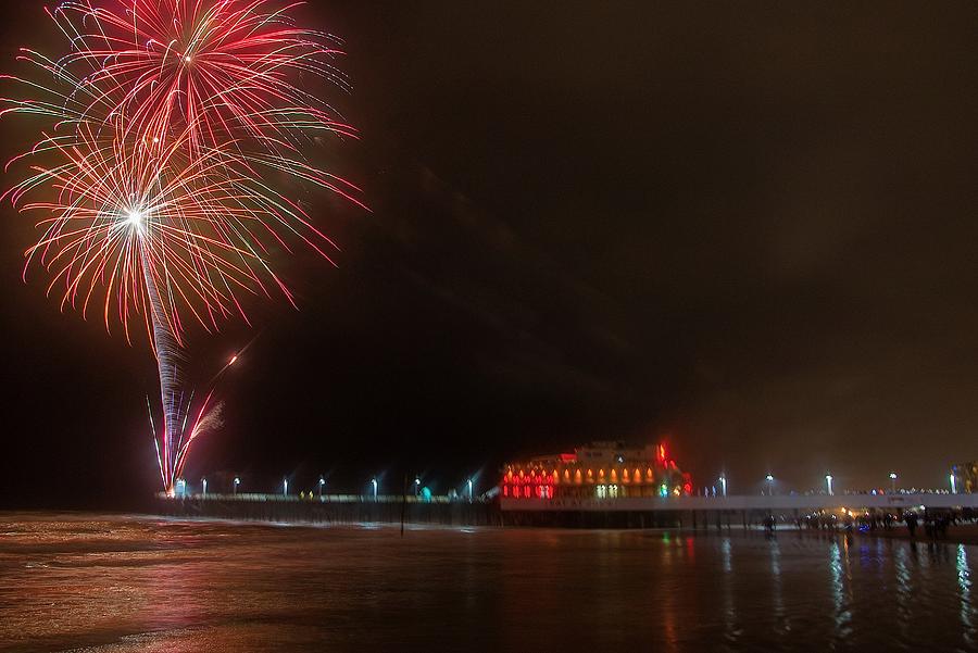 Daytona Beach Fireworks at New Years Photograph by Jacob Boomsma Fine