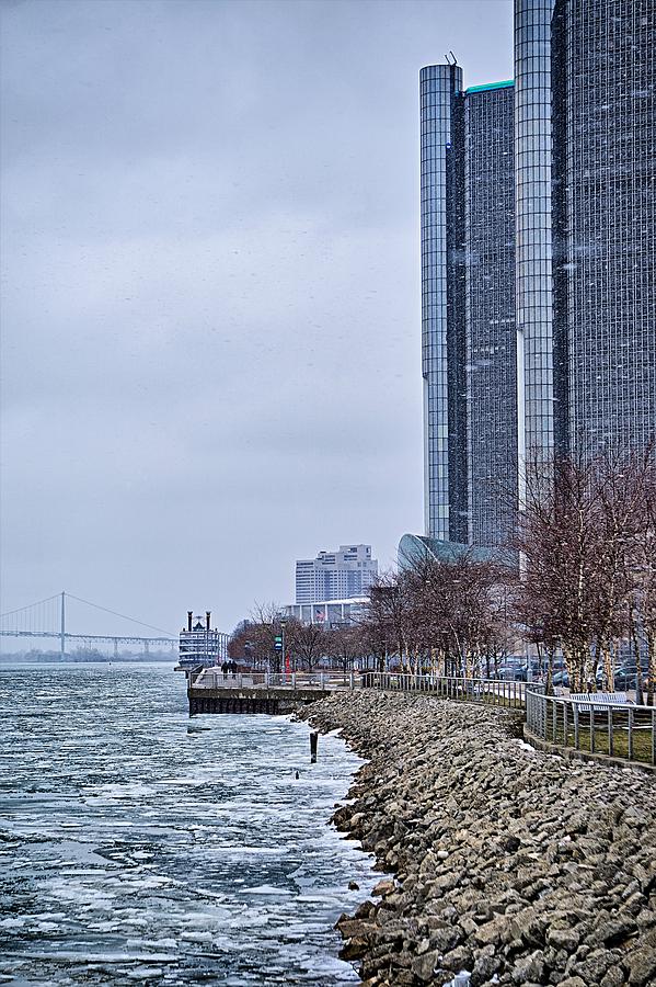 Detroit City Downtown And Surroundings In Winter #3 Photograph by Alex Grichenko