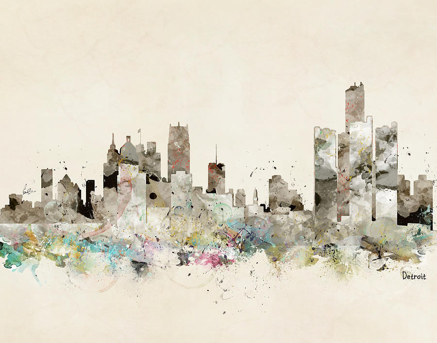 Detroit Painting - Detroit Michigan Skyline #3 by Bri Buckley