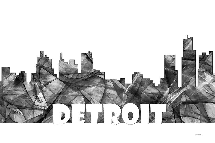 Architecture Digital Art - Detroit Michigan Skyline #3 by Marlene Watson