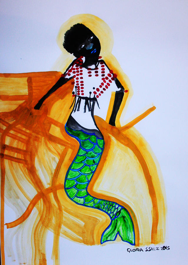Dinka Mermaid - South Sudan #3 Painting by Gloria Ssali