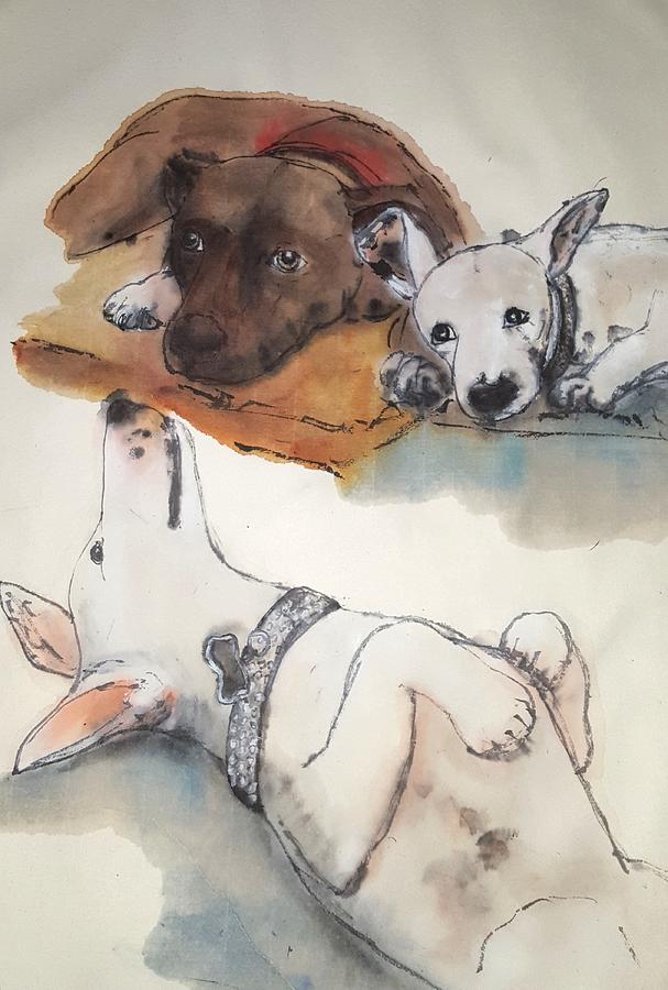 Dogs Dogs  Dogs album #3 Painting by Debbi Saccomanno Chan