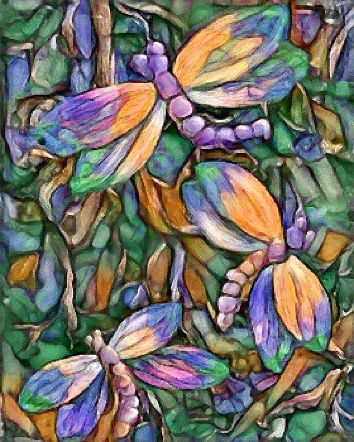 3 Dragonflies Digital Art by Megan Walsh