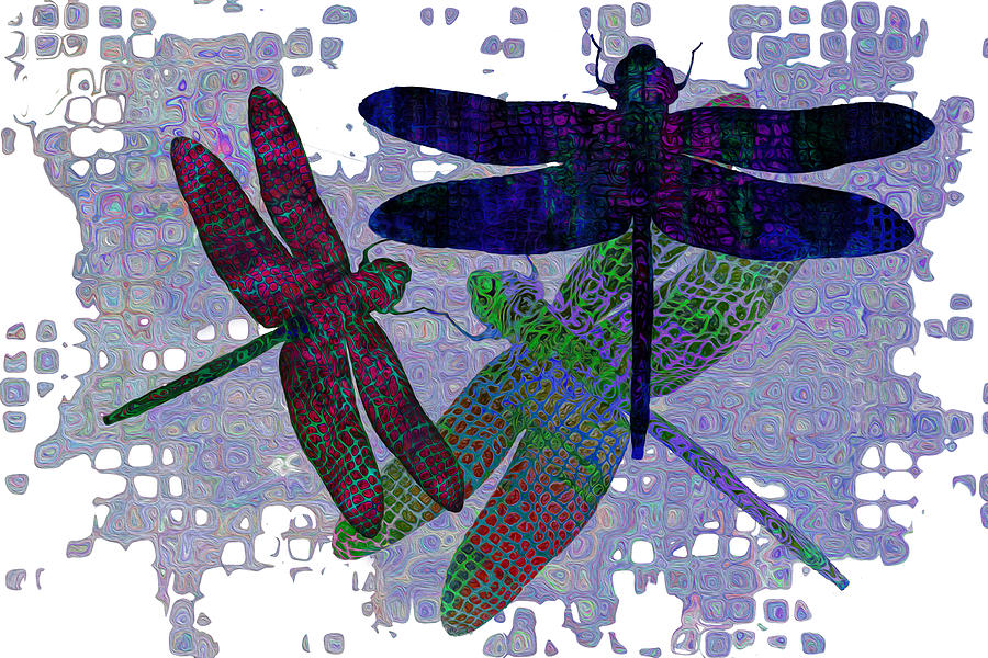 3 Dragonfly Painting by Jack Zulli