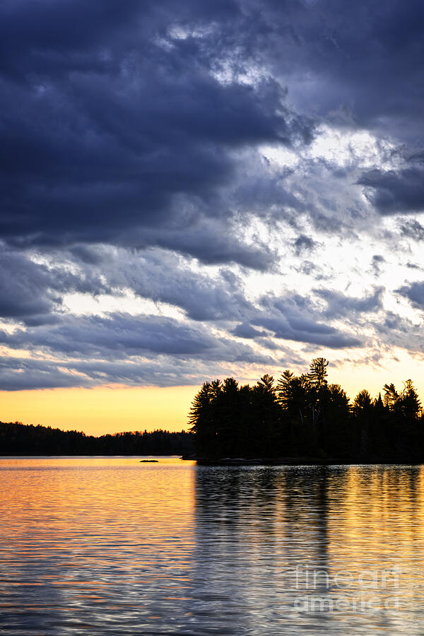 Dramatic sunset at lake 5 Photograph by Elena Elisseeva