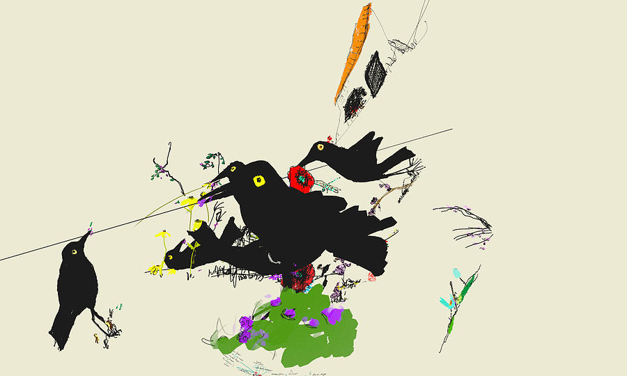 Drunkin Birds Come Calling #3 Digital Art by Debbi Saccomanno Chan