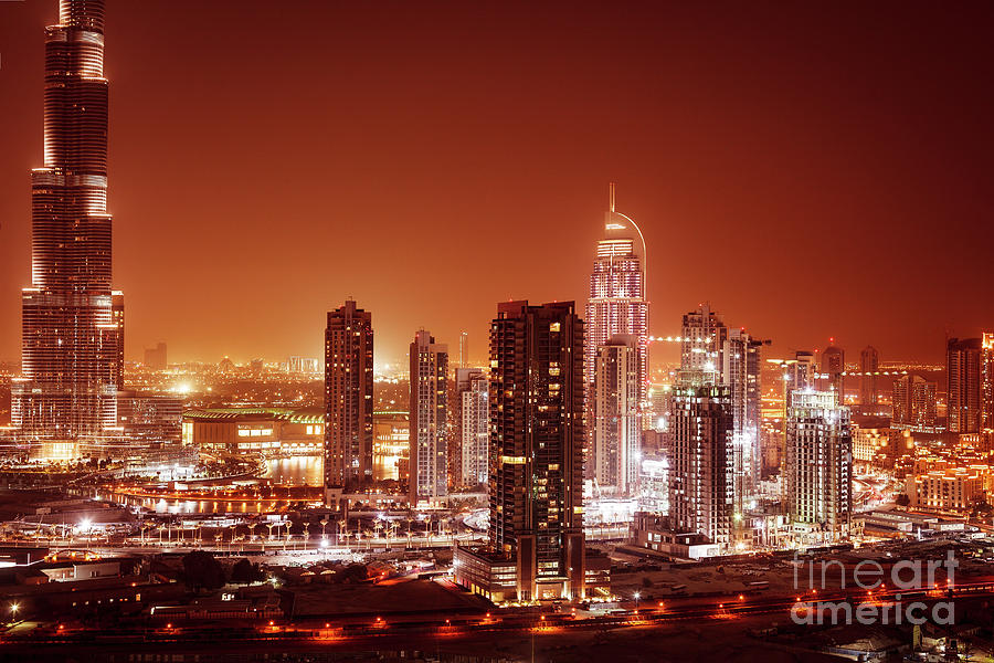 Dubai city at night #3 Photograph by Anna Om