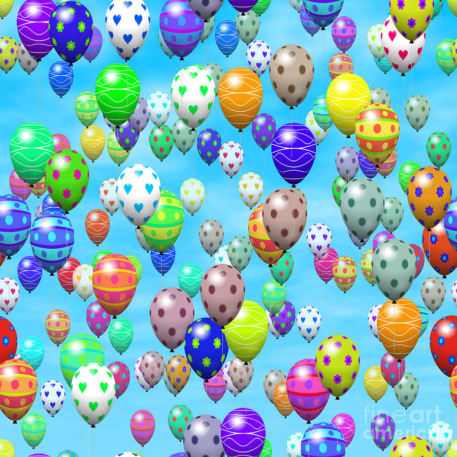 Easter Digital Art - Easter eggs balloons #5 by Miroslav Nemecek