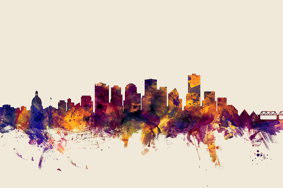 City Digital Art - Edmonton Canada Skyline by Michael Tompsett
