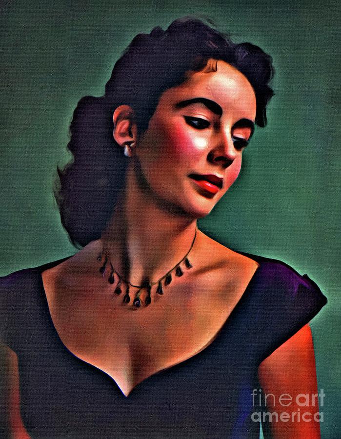 Elizabeth Taylor, Vintage Hollywood Legend By Mary Bassett Digital Art