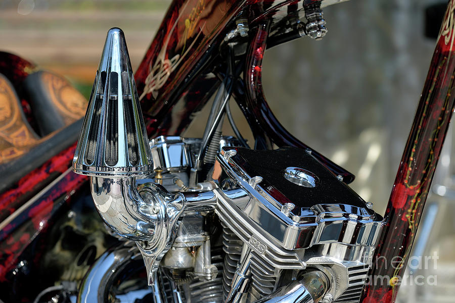Engine of Harley-Davidson chopper #3 Photograph by George Atsametakis
