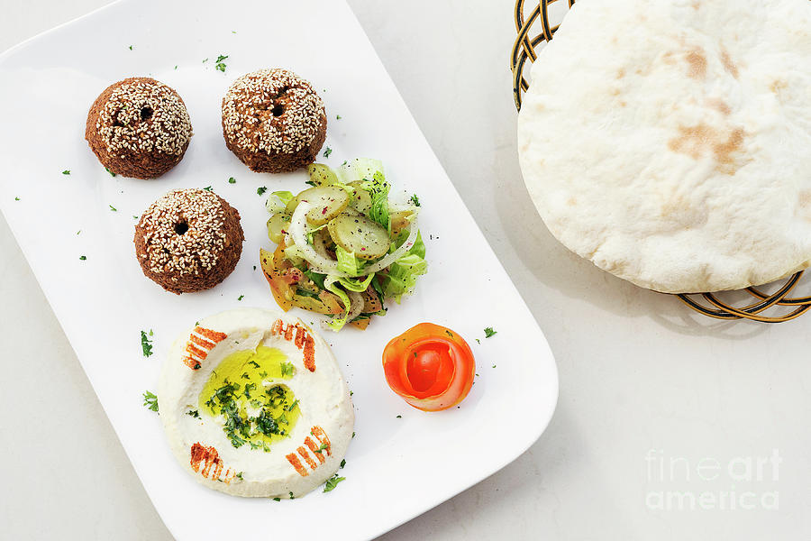 Falafel Hummus Houmus Starter Snack Food Mezze Platter #3 Photograph by JM Travel Photography