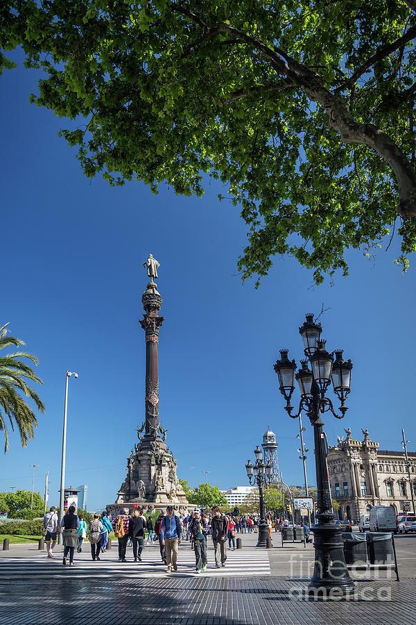 Famous Columbus Monument Landmark In Central Barcelona Spain #3 Photograph by JM Travel Photography