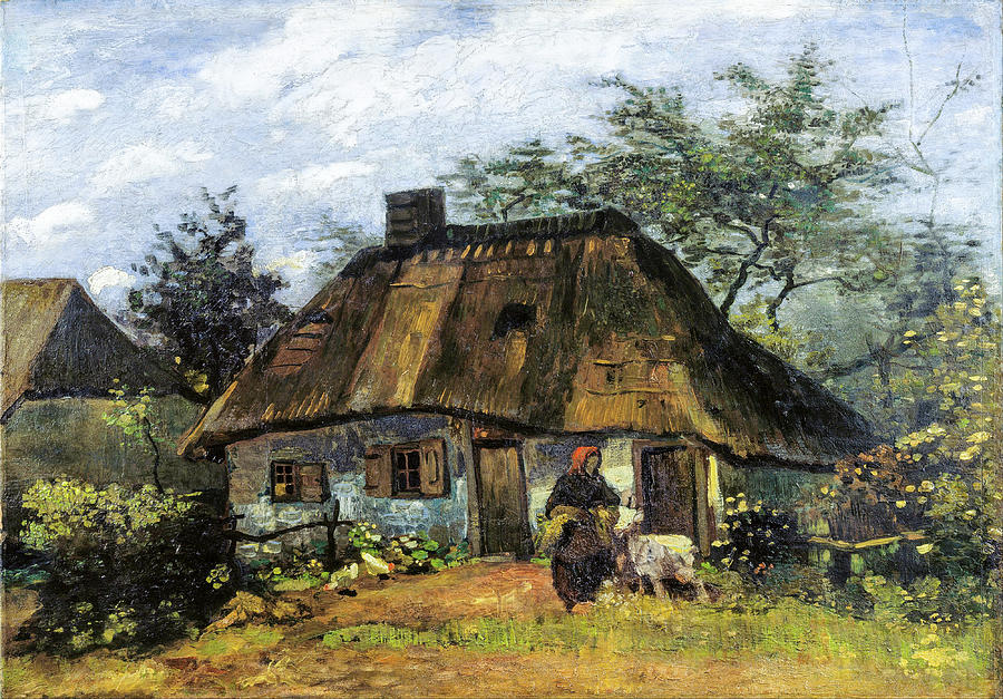Cottage Painting - Farmhouse in Nuenen   #3 by Vincent Van Gogh