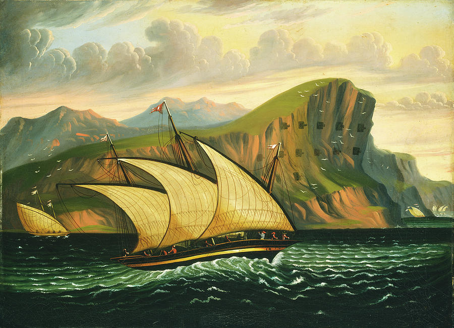 Felucca off Gibraltar #3 Painting by Thomas Chambers