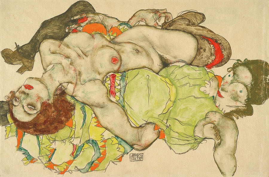 Egon Schiele Painting - Female Lovers #3 by Egon Schiele