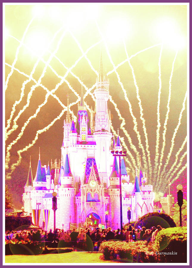 Fireworks, Cinderellas Castle, Magic Kingdom, Walt Disney World #3 Photograph by A Macarthur Gurmankin