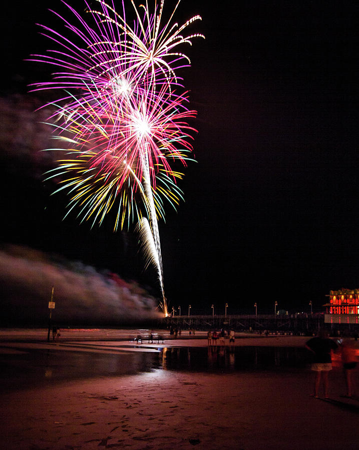 Fireworks on the Beach Photograph by Mark Chandler Pixels