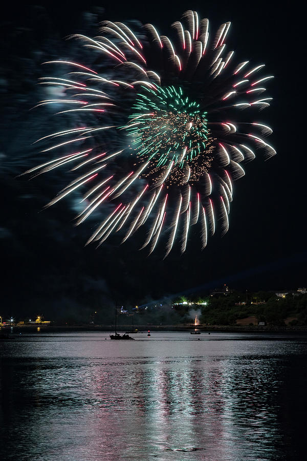 Fireworks over Portland, Maine #3 Photograph by Colin Chase