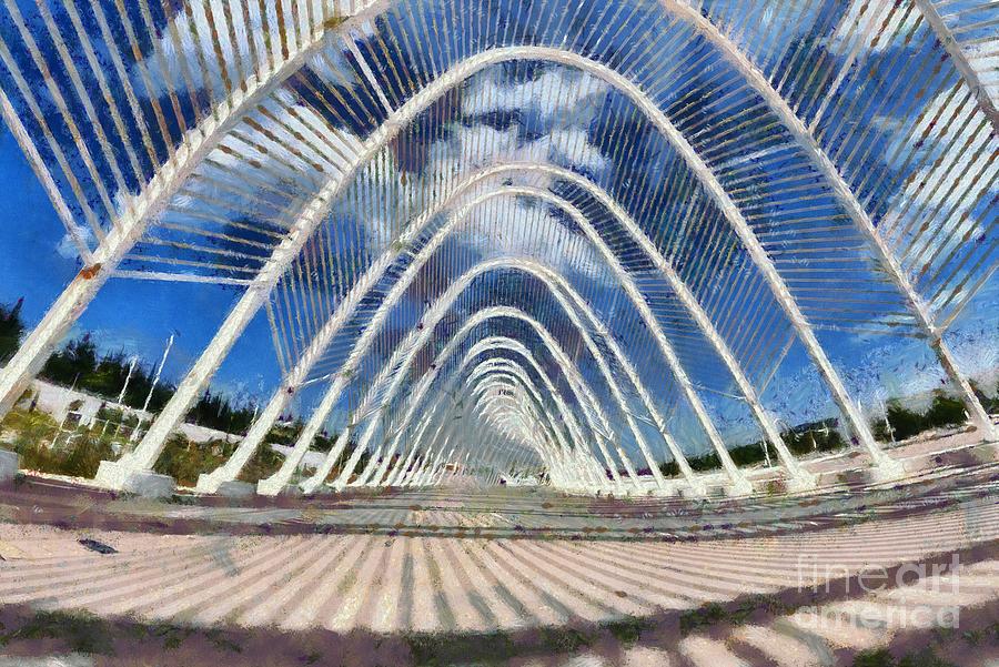 Fish eye view of Archway in Olympic stadium #4 Painting by George Atsametakis