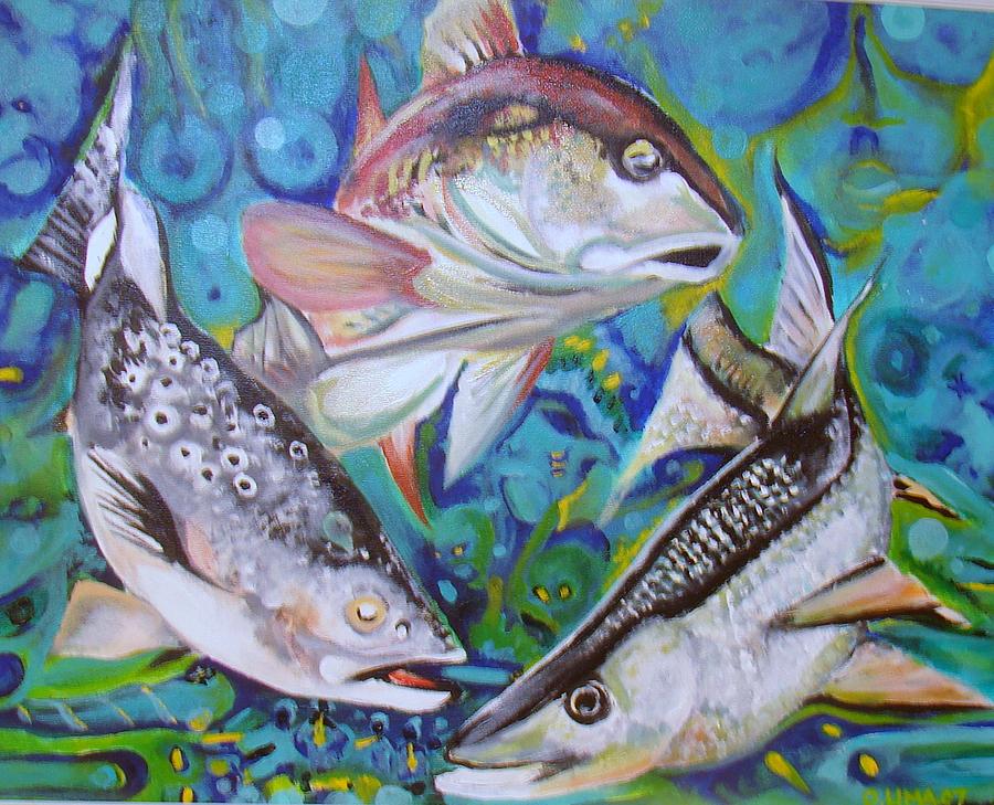 3 Fish Painting by Lorinda Fore