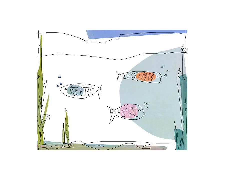 3 Fish Swimming in the Ocean Digital Art by Jacquie Gouveia