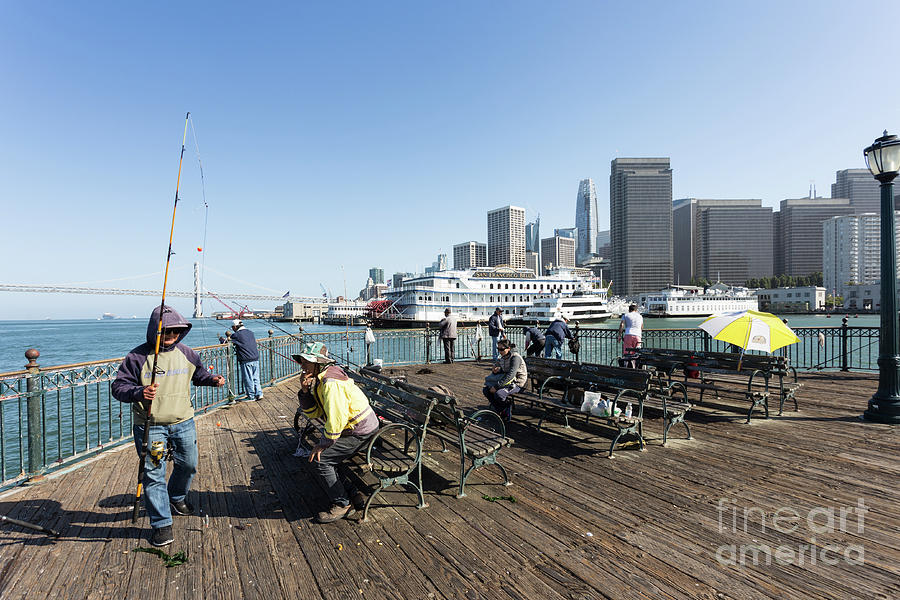 Fisherman in San Francisco Embarcadero on a sunny day #3 Photograph by Didier Marti
