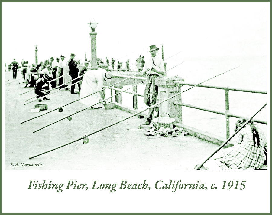 Fishing Pier, Long Beach, California, c. 1915 #3 Photograph by A Macarthur Gurmankin