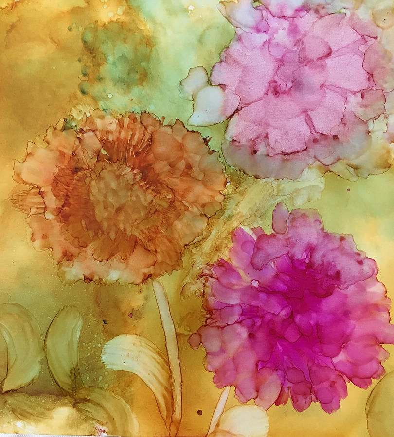 3 Flowers Painting by Karin Eisermann