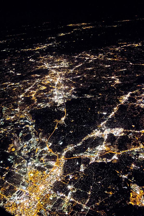 Flying At Night Over Cities Below #3 Photograph by Alex Grichenko