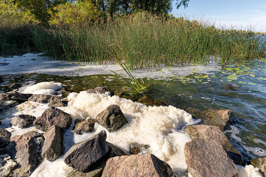 Foam Pollution In The River Photograph by Alain De Maximy