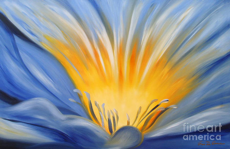 From the Heart of a Flower BLUE #3 Painting by Gina De Gorna