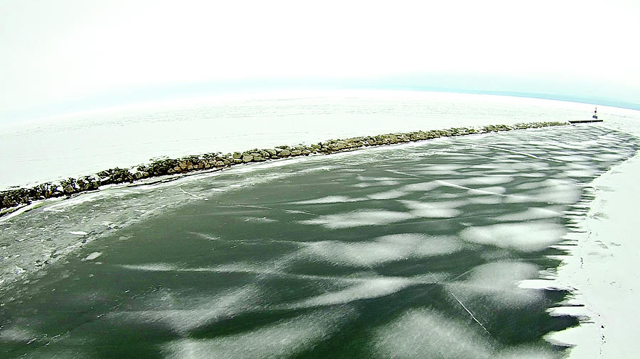 Frozen Lake Michigan Near Petoskey Waterfront Marina #3 Photograph by Alex Grichenko