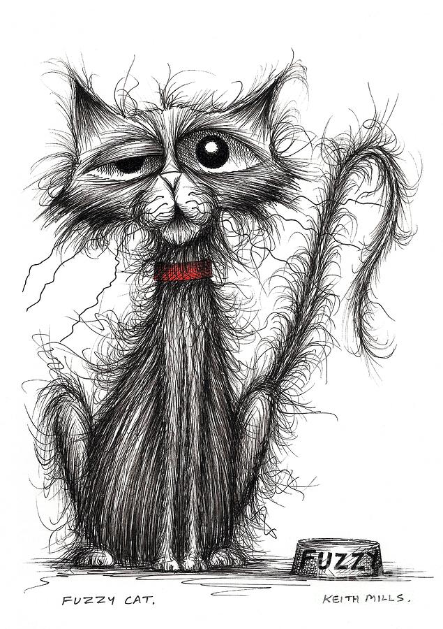 Fuzzy cat #3 Drawing by Keith Mills