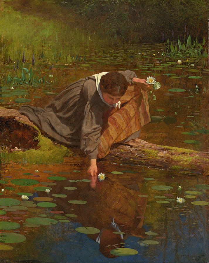 Gathering Lilies #3 Painting by Eastman Johnson