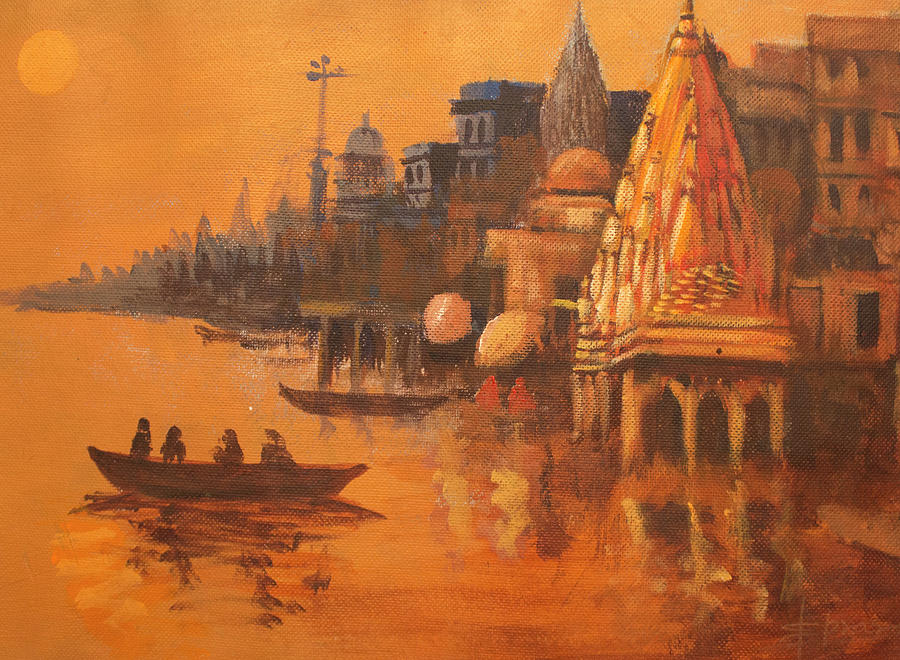 Ghats Of Varanasi Drawing By Shivpujan Prasad Fine Art America 0921