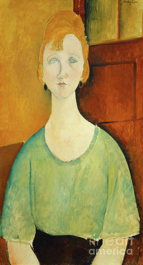 Girl in a Green Blouse Painting by Amedeo Modigliani