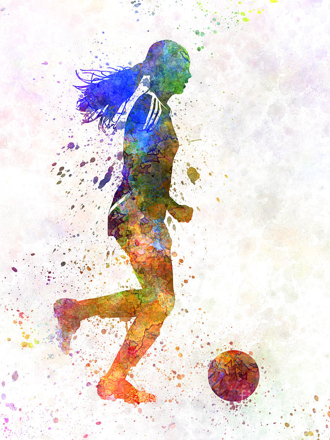 Girl playing soccer football player silhouette Painting by Pablo Romero ...